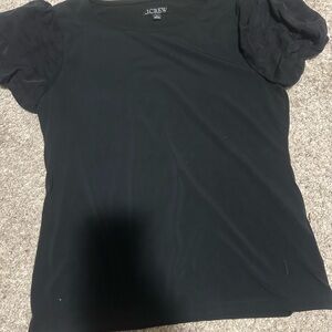 J. Crew Women's Black Puff Sleeve Top